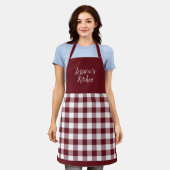Persoonlijk Rode Gingham Apron Schort (Gedragen)
