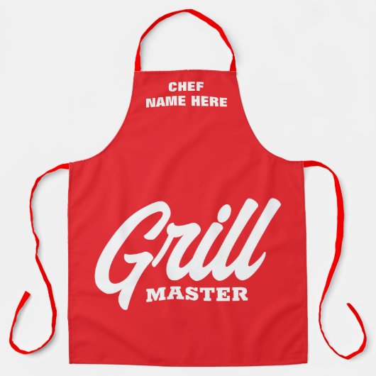 Persoonlijk rode Grill Master BBQ-schort voor mann Schort (Voorkant)