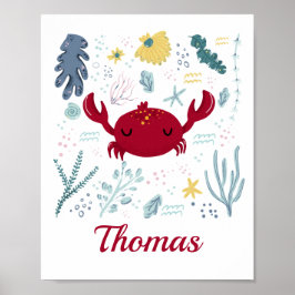Persoonlijk Rode Krab Zeeleven Zeedieren Oceaan Poster