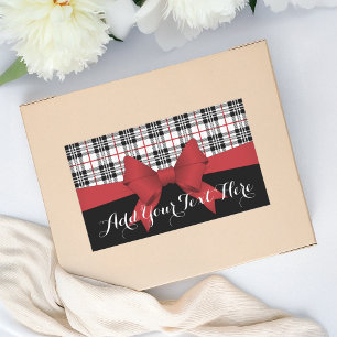 Persoonlijk Rode Lint en Schotse Plaid Rechthoekige Sticker