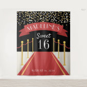 Persoonlijk Rode Loper Thema Sweet 16 Achtergrond Wandkleed (Voorkant)