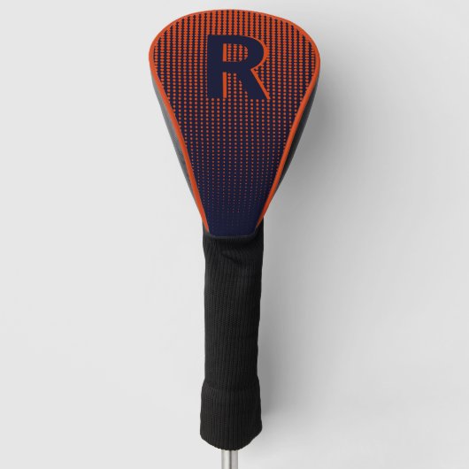 Persoonlijk Rode Marine Halftone Monogram Initiaal Golfheadcover (Voorkant)