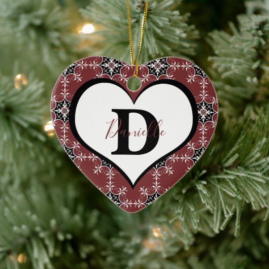 Persoonlijk rode medaillon keramisch ornament (Boom)