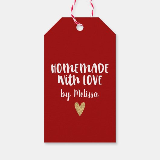 Persoonlijk Rode Met Liefde Gemaakte Hart Cadeaulabel (Achterkant)