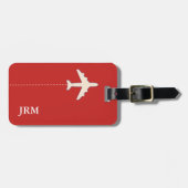 persoonlijk rode reizende vliegtuig bagagelabel (Voorkant horizontaal)