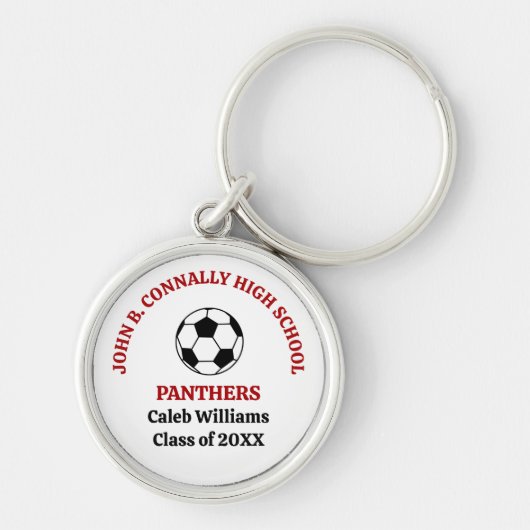 Persoonlijk Rode Voetbalteam Middelbare School Sleutelhanger (Voorkant)