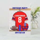 Persoonlijk Rode WB Football Jersey Birthday Party Kaart (Staand voorkant)