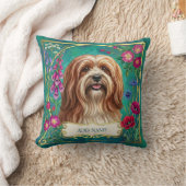 Persoonlijk Rode Witte Lhasa Apso Bloemenkussen Kussen (Deken)