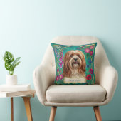 Persoonlijk Rode Witte Lhasa Apso Bloemenkussen Kussen (Stoel)