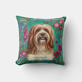 Persoonlijk Rode Witte Lhasa Apso Bloemenkussen Kussen