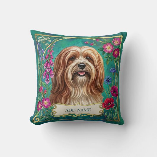 Persoonlijk Rode Witte Lhasa Apso Bloemenkussen Kussen (Voorkant)