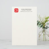 Persoonlijk Rode Witte Professionele Eenvoudige Briefpapier (Staand voorkant)