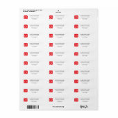 Persoonlijk Rode Witte Professionele Eenvoudige Etiket (Full Sheet)