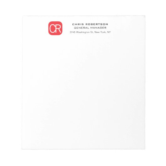 Persoonlijk Rode Witte Professionele Eenvoudige Notitieblok (Voorkant)