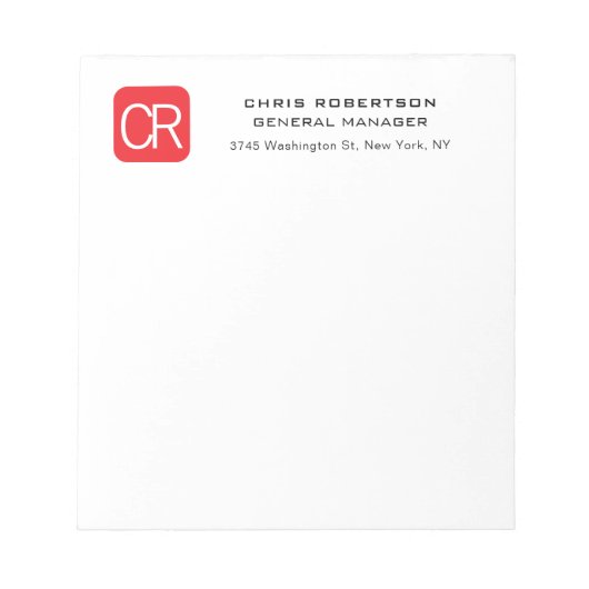 Persoonlijk Rode Witte Professionele Eenvoudige Notitieblok (Voorkant)