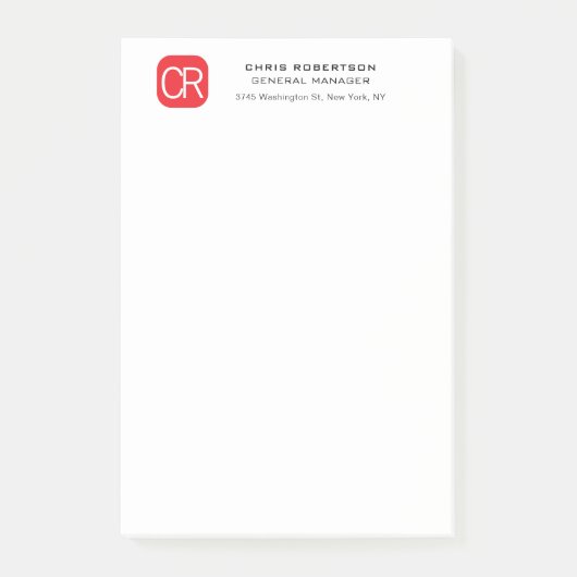 Persoonlijk Rode Witte Professionele Eenvoudige Post-it® Notes (Voorkant)