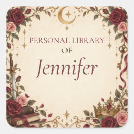 Persoonlijk Romantasy-boekenlegstickers Vierkante Sticker