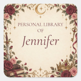 Persoonlijk Romantasy-boekenlegstickers Vierkante Sticker