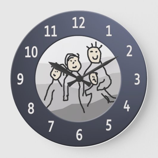 Persoonlijk rond blauw Lijst - Aangepaste foto Grote Klok (Voorkant)