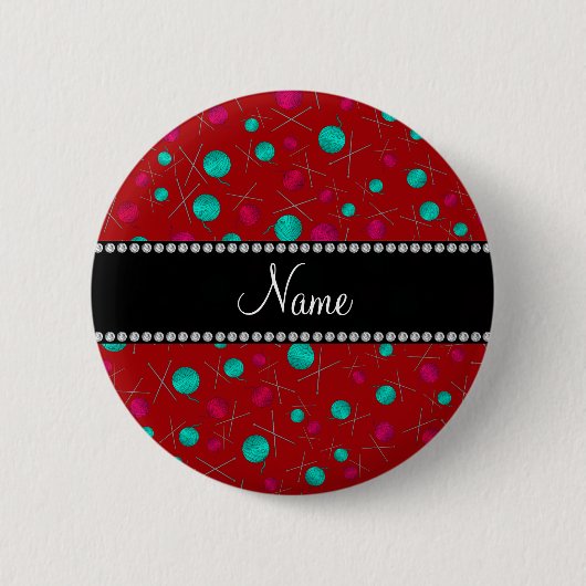 Persoonlijk rood breinpatroon ronde button 5,7 cm (Voorkant)
