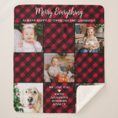 Persoonlijk rood buffel plakje 5 Foto collage Sherpa Deken (Voorkant)