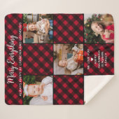 Persoonlijk rood buffel plakje 5 Foto collage Sherpa Deken (Voorkant (horizontaal))