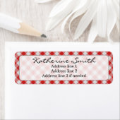 Persoonlijk: Rood en wit Gingham Check Pattern Etiket (Insitu)