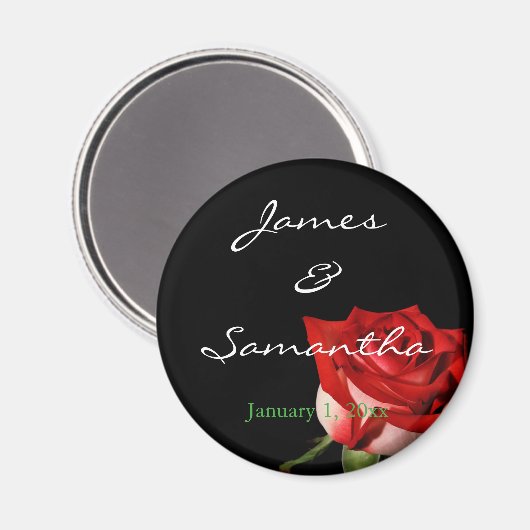 Persoonlijk rood en wit RoosWedding Magneet (Voorkant / Achterkant)