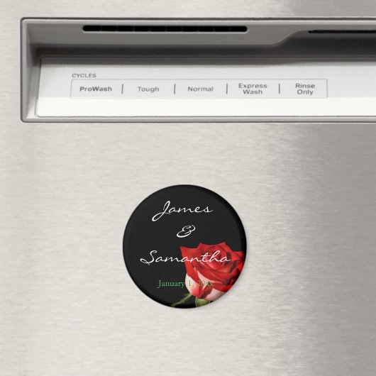 Persoonlijk rood en wit RoosWedding Magneet (Insitu (Vaatwasser))