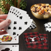 Persoonlijk rood en zwart buffelplaid pokerkaarten (Insitu)