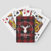 Persoonlijk rood en zwart buffelplaid pokerkaarten (Achterkant)