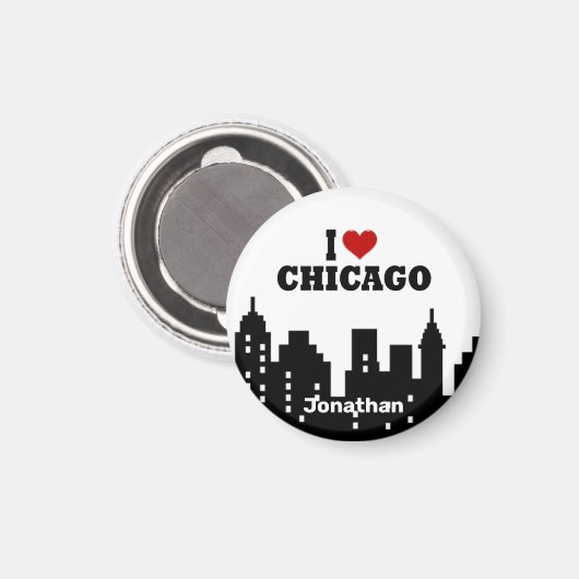 Persoonlijk rood hart Ik hou van Chicago Magneet (Voorkant / Achterkant)