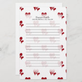 Persoonlijk rood hart op wit briefpapier (Voorkant / Achterkant)