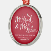 Persoonlijk rood huwelijk voor kerstmis metalen ornament (Links)