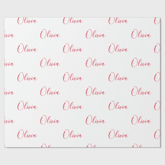 Persoonlijk rood naamscript cadeaupapier (Vlak)