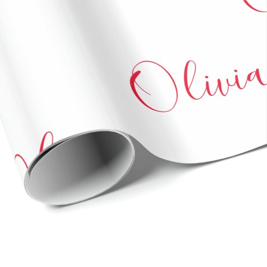 Persoonlijk rood naamscript cadeaupapier (Rol Hoek)