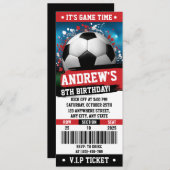 Persoonlijk Rood thema Voetbal Ticket Verjaardag Kaart (Voorkant / Achterkant)