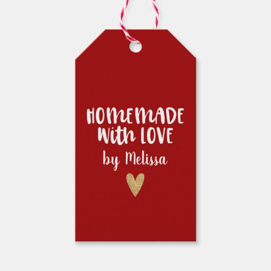 Persoonlijk Rood Thuisgemaakt Met Liefde Hart Cadeaulabel (Voorkant)