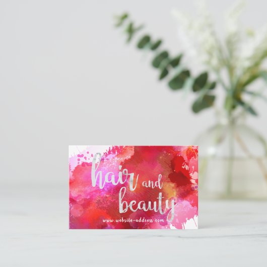 Persoonlijk rood verfhaar & schoonheidsVisitekaart Visitekaartje (Staand voorkant)
