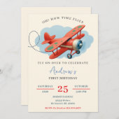 Persoonlijk rood Vliegtuig 1e Verjaardagsfeest Kaart (Voorkant / Achterkant)