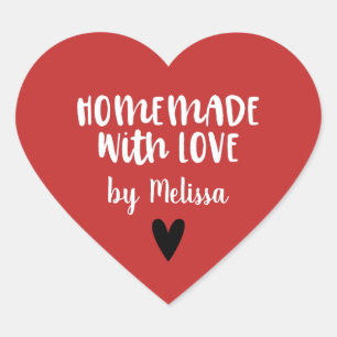 Persoonlijk Rood Wit Met Liefde Gemaakt Hart Sticker