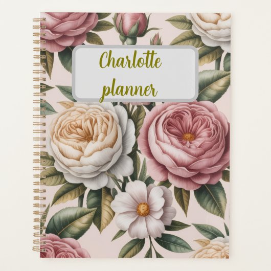 Persoonlijk roos Bloem chic Productiviteitsdoel Planner (Voorkant)