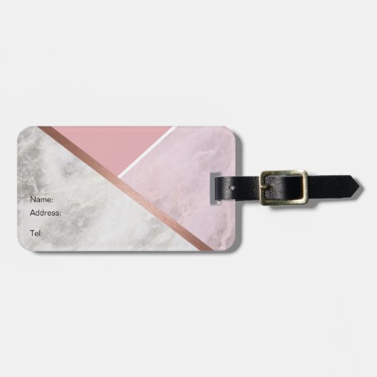 Persoonlijk Roos Gold Marble Bagagelabel (Voorkant horizontaal)