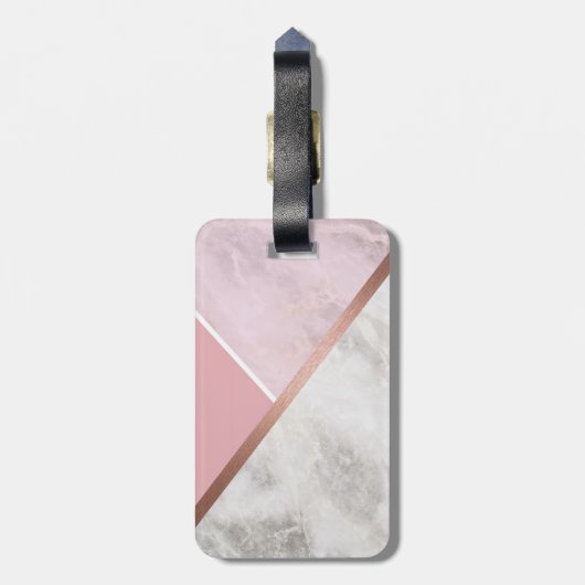 Persoonlijk Roos Gold Marble Bagagelabel (Achterkant verticaal)
