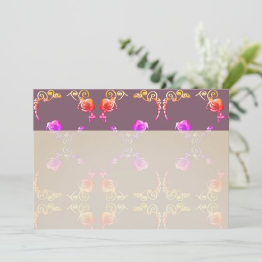 Persoonlijk Roos — Hearts Stationery Envelope Bedankkaart (Staand voorkant)