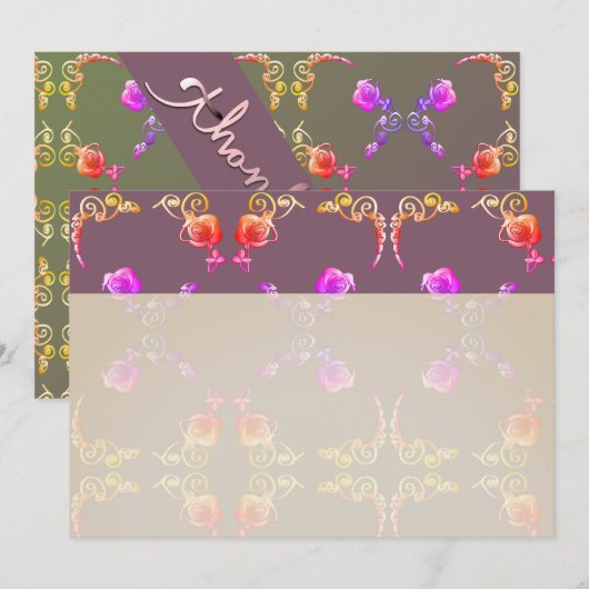 Persoonlijk Roos — Hearts Stationery Envelope Bedankkaart (Voorkant / Achterkant)