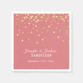 Persoonlijk ROOS SALMON Gold Confetti Wedding Servet