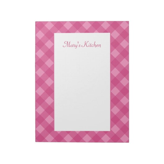 Persoonlijk Rose Gingham Notitieblok (Linkerzijde)