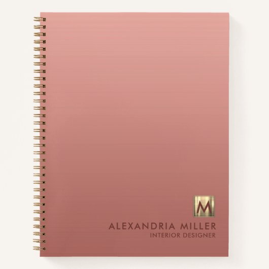 Persoonlijk Rose Goud Monogram Notitieboek (Voorkant)