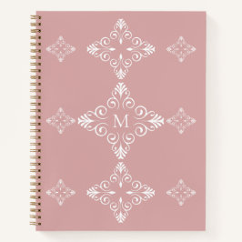 Persoonlijk rose monogram vectorpatroon notitieboek
